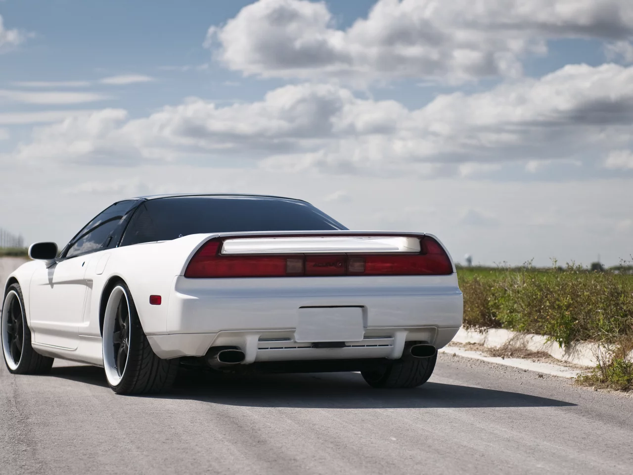 acura, white, белая, акура, nsx, задняя часть