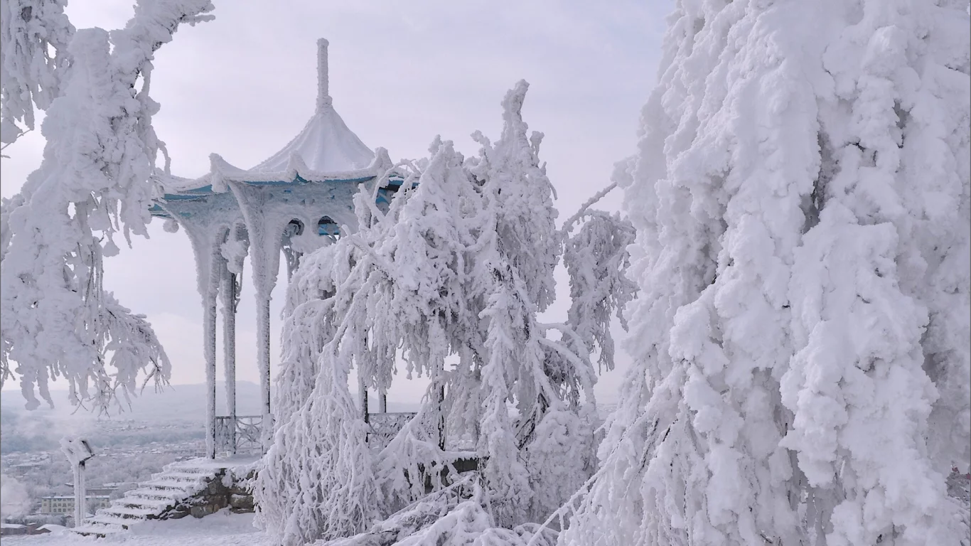 пятигорск, китайская беседка, зима, снег