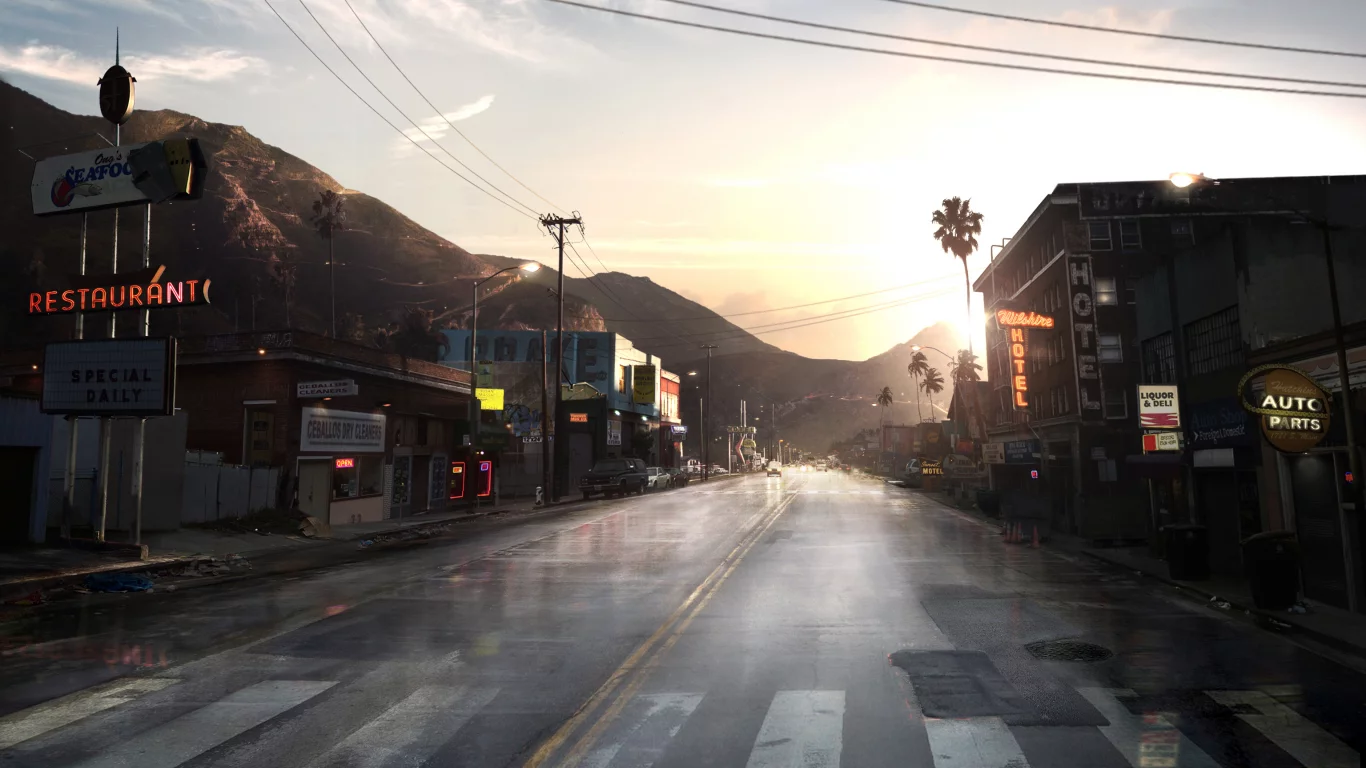 дорога, мотель, need for speed undercover, пальмы
