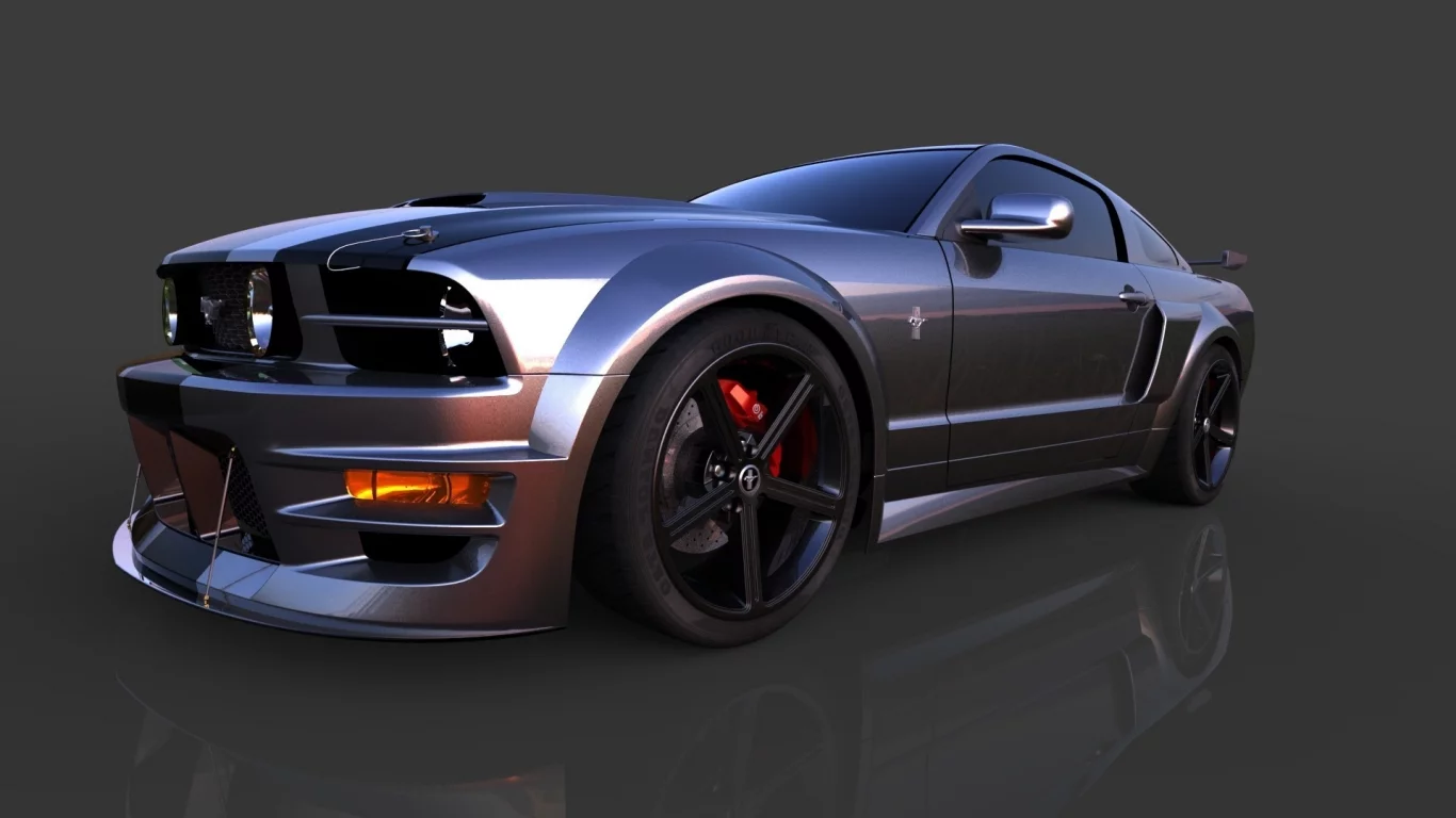 mustang, тюнинг, рендринг