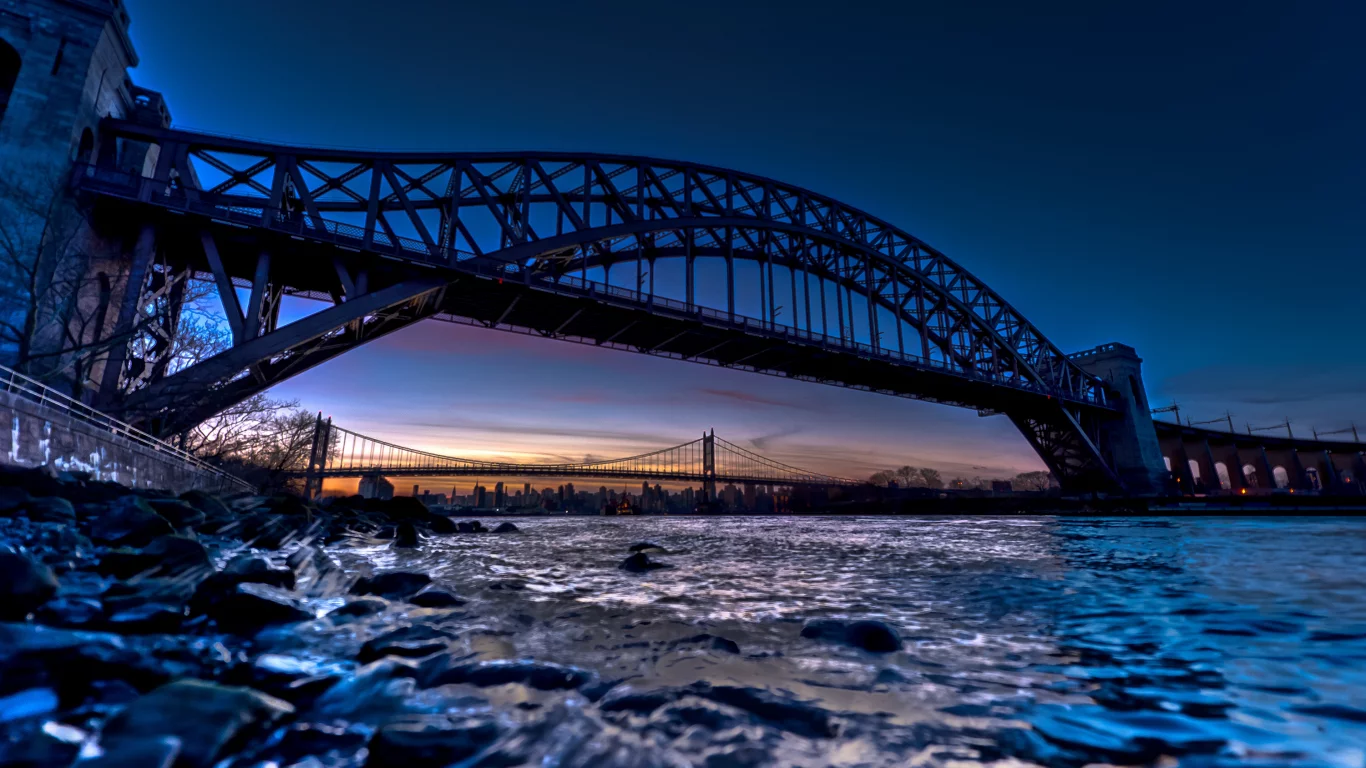 bridge, мост, закат, рассвет, вода, камни