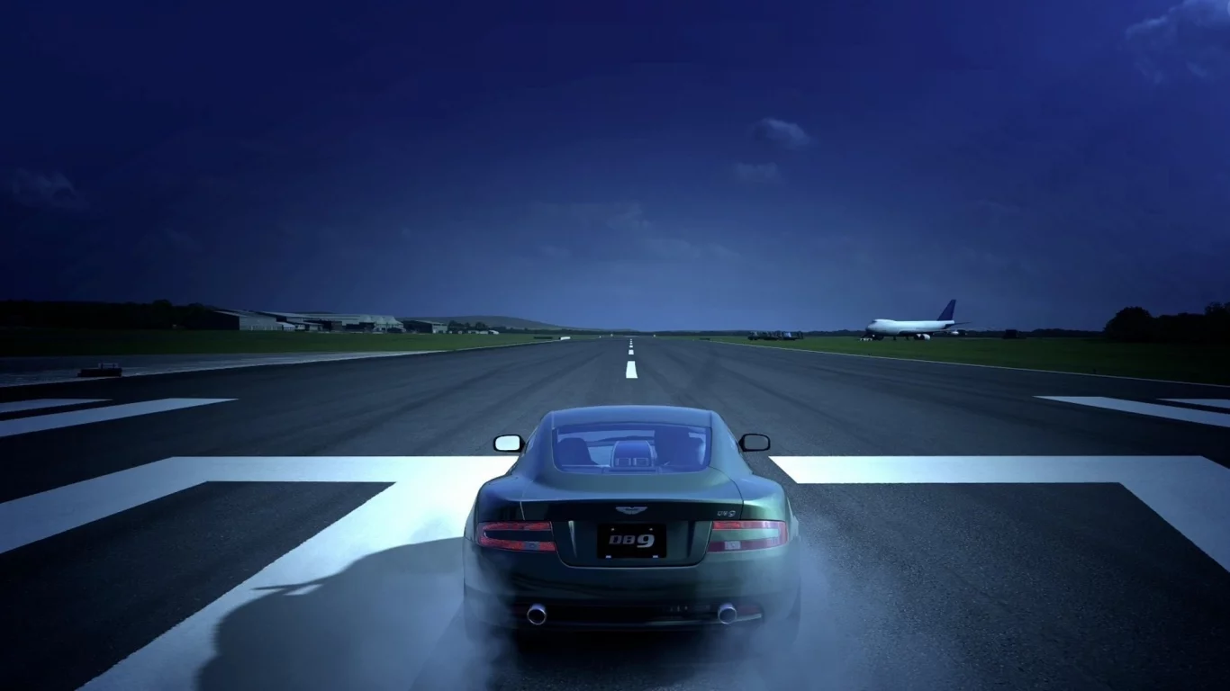 db9, самолет, взлетная полоса, aston martin, top gear