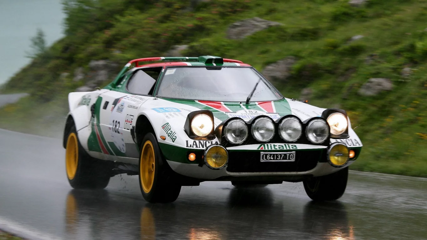 car, дождь, легенда автоспорта, lancia, rally, stratos, дорога