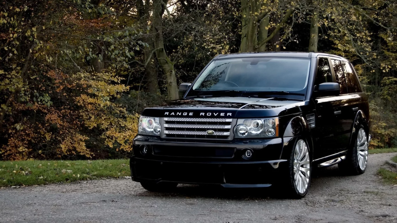 kahn, rover, cosworth, деревья, автомобиль, осень, машина, черный, range