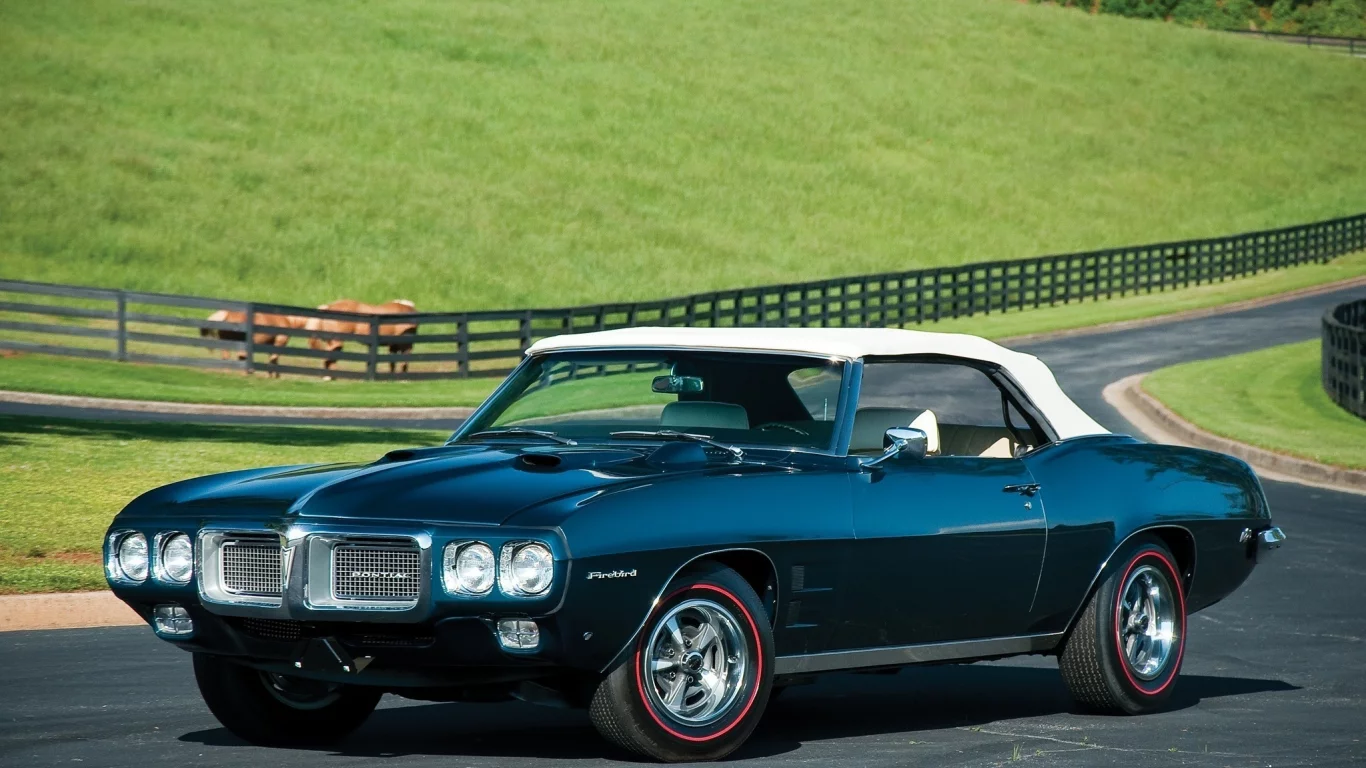 pontiac, air iv convertible, firebird, 400 ram, дорога, лошади, изгородь