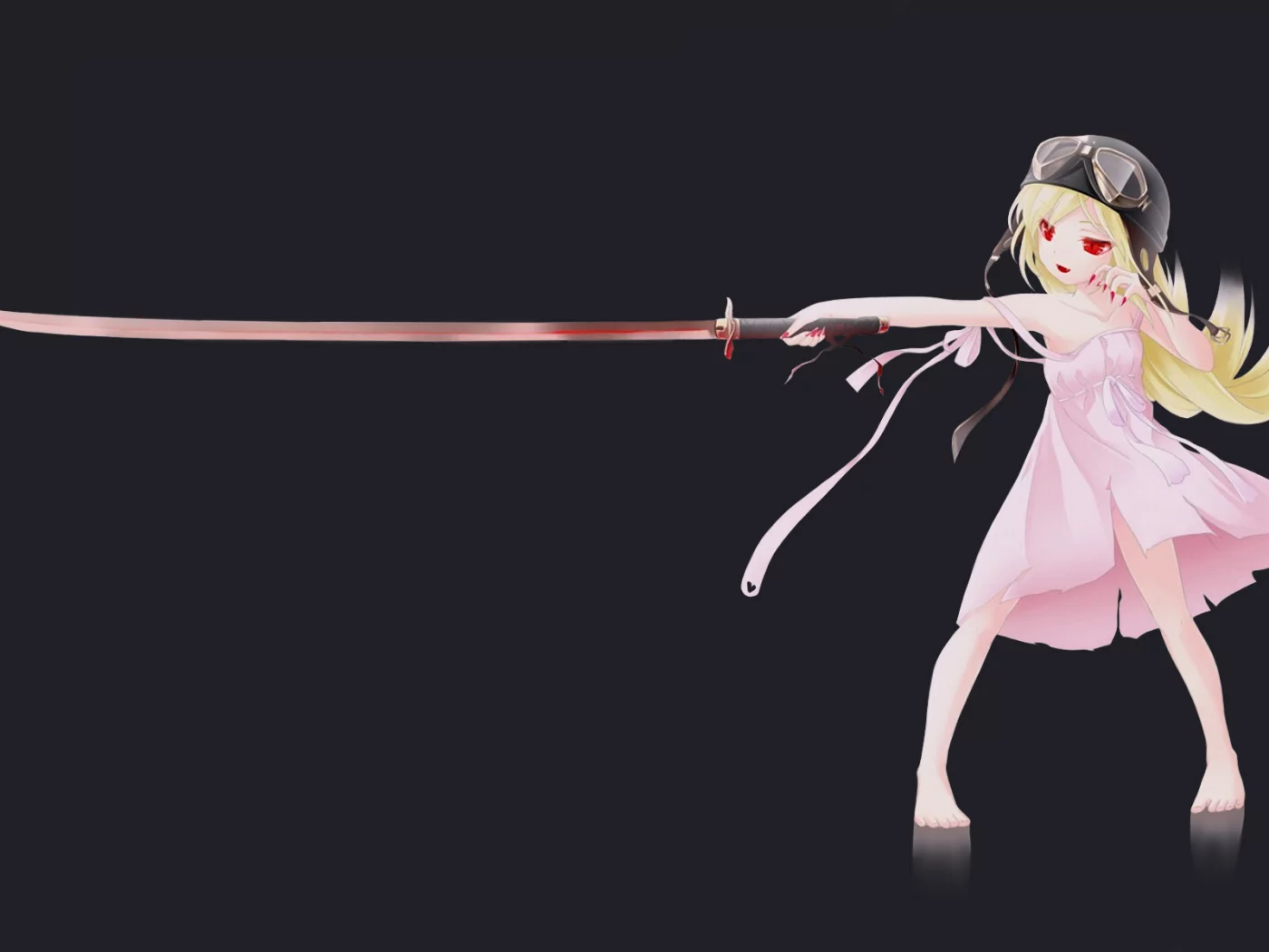 вампир, bakemonogatari, oshino shinobu, девочка, anime, аниме, катана