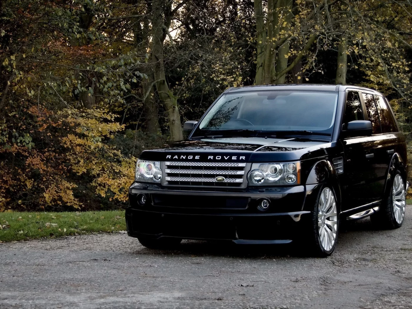 kahn, rover, cosworth, деревья, автомобиль, осень, машина, черный, range