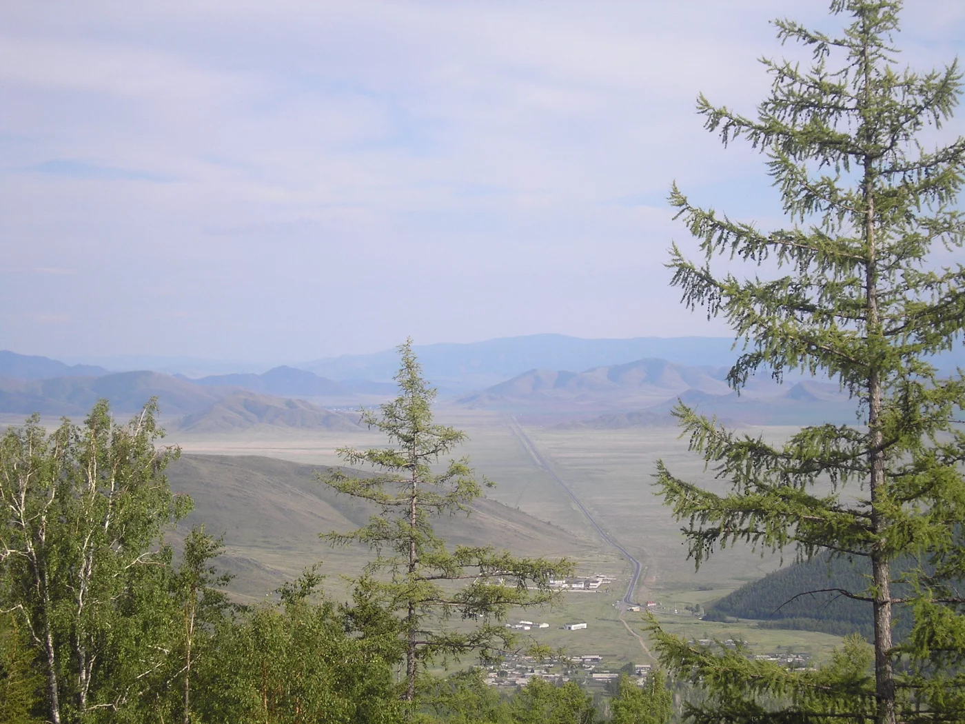 панорама, степь, тува, дорога