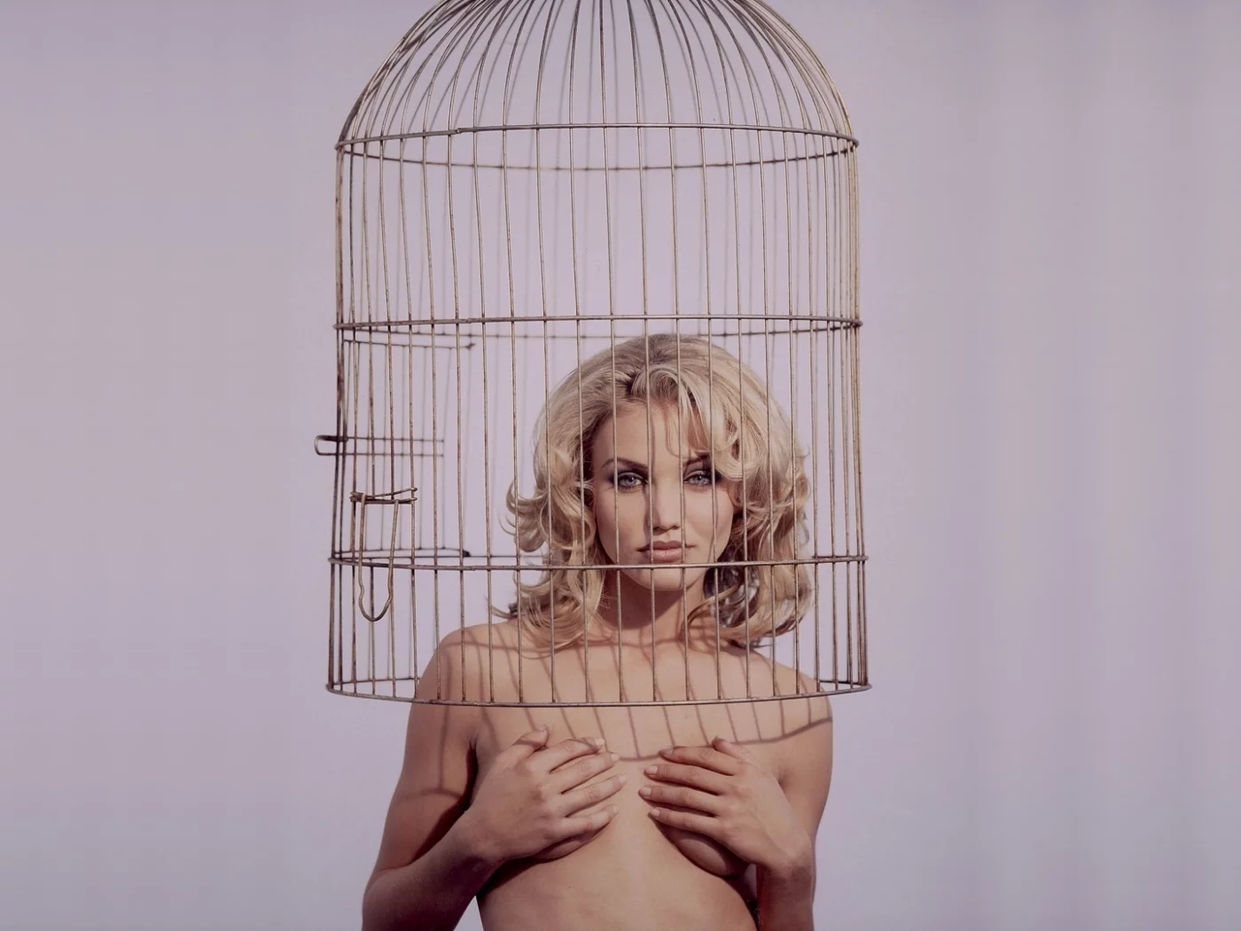 руки, гудь, блондинка, cameron diaz, клетка, губы, волосы, девушка, актриса, кэмерон диаз, лицо, красотка, взгляд
