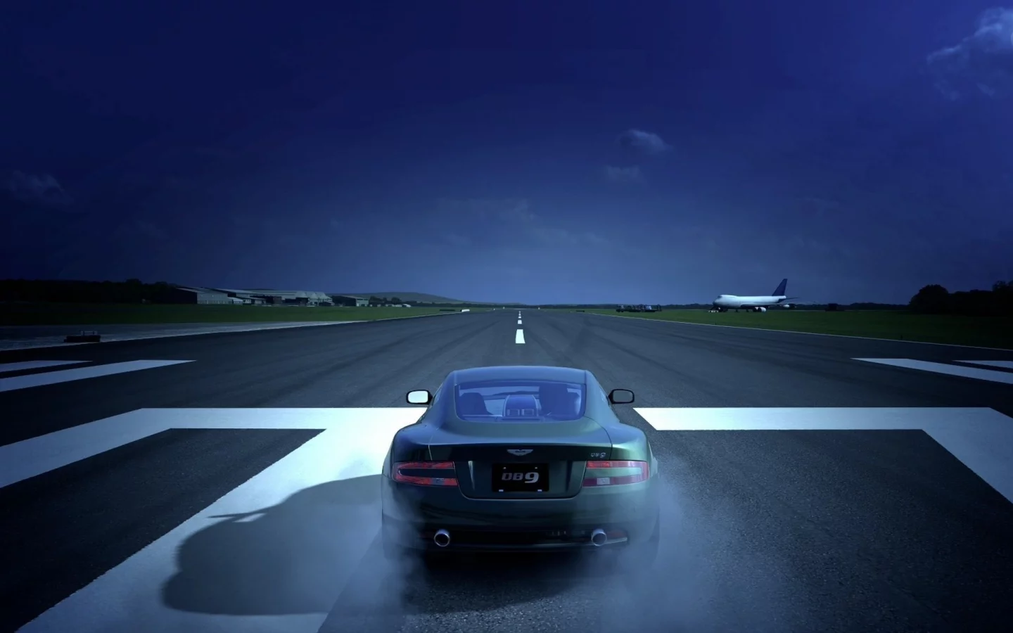 db9, самолет, взлетная полоса, aston martin, top gear