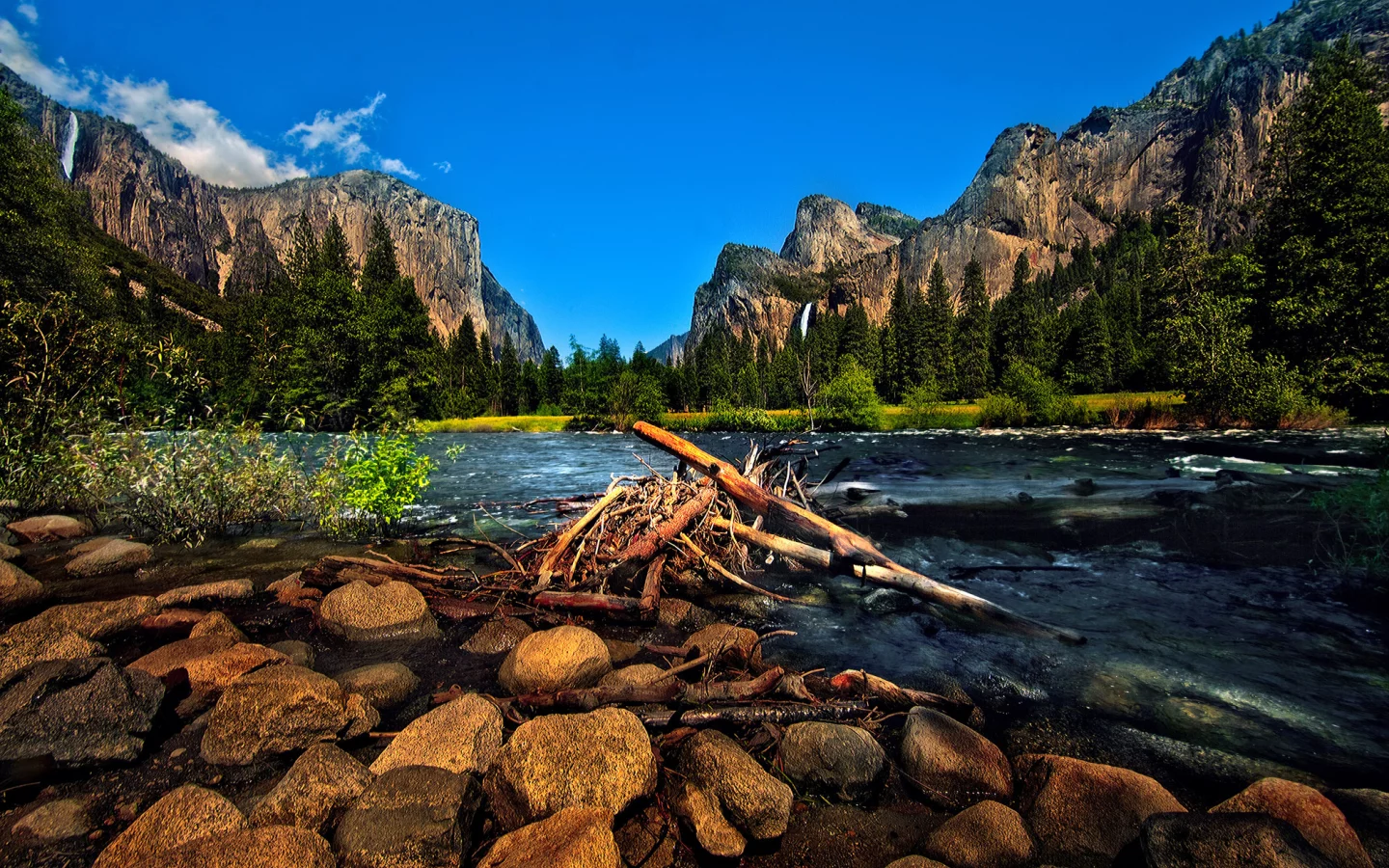 лес, горы, река, природа, камни