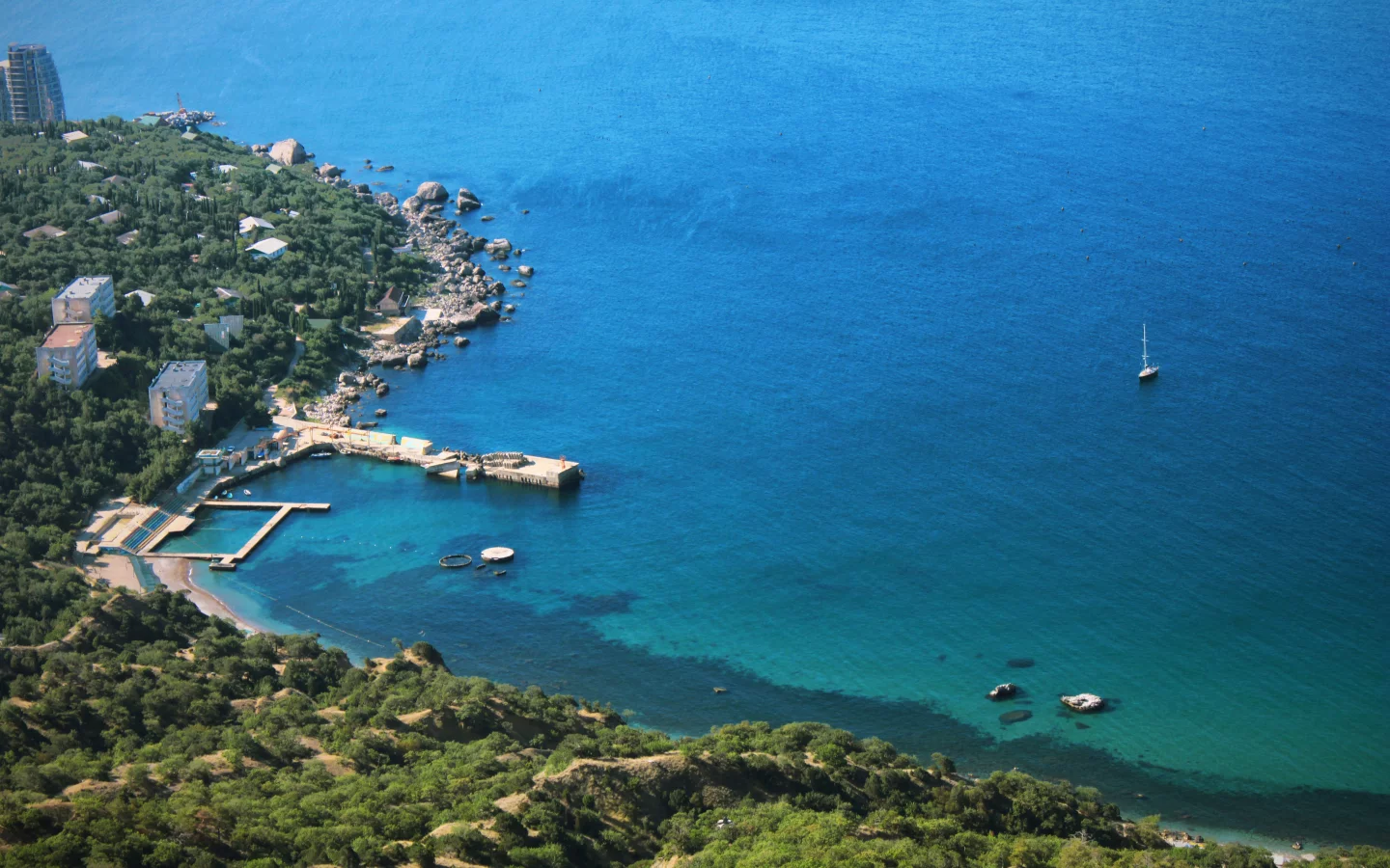 залив, панорама, море