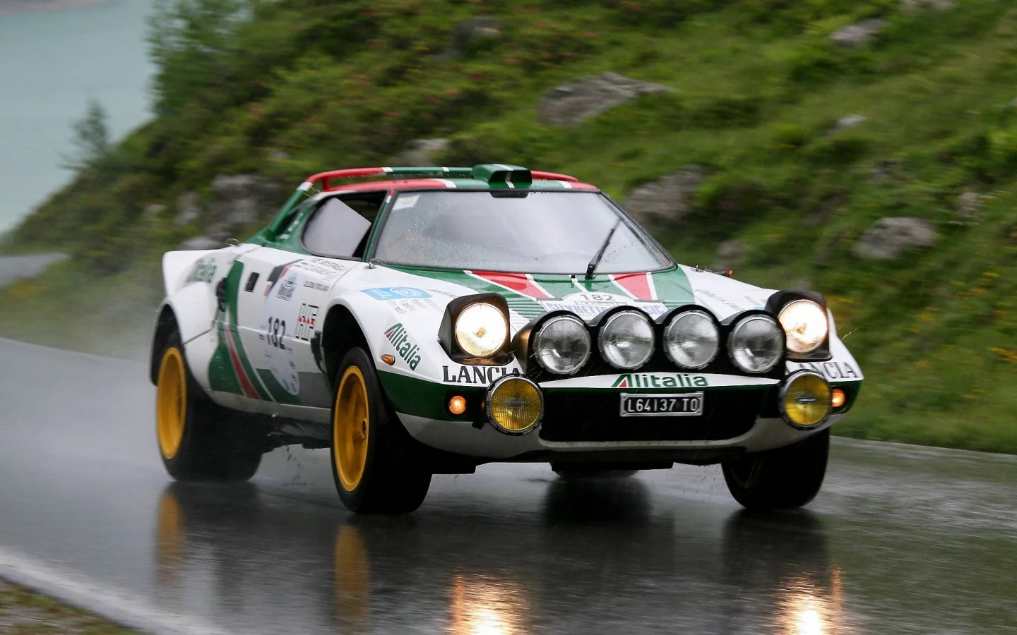 car, дождь, легенда автоспорта, lancia, rally, stratos, дорога