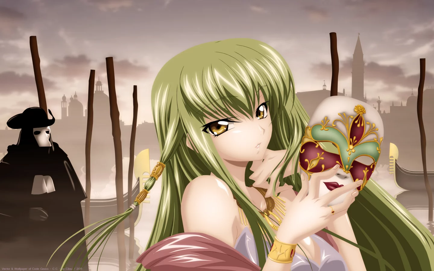 венеция, code geass, девушка, маска, аниме