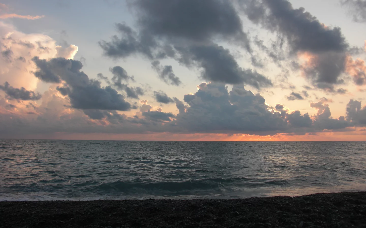 закат, море, небо