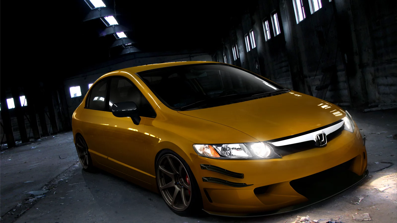 заброшенное здание, civic hybrid, honda, окна