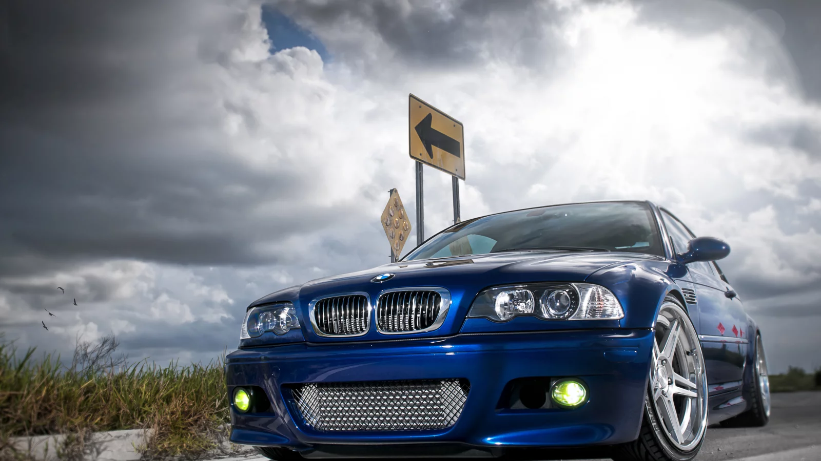 m3, небо, florida, дорога, облака, bmw, miami