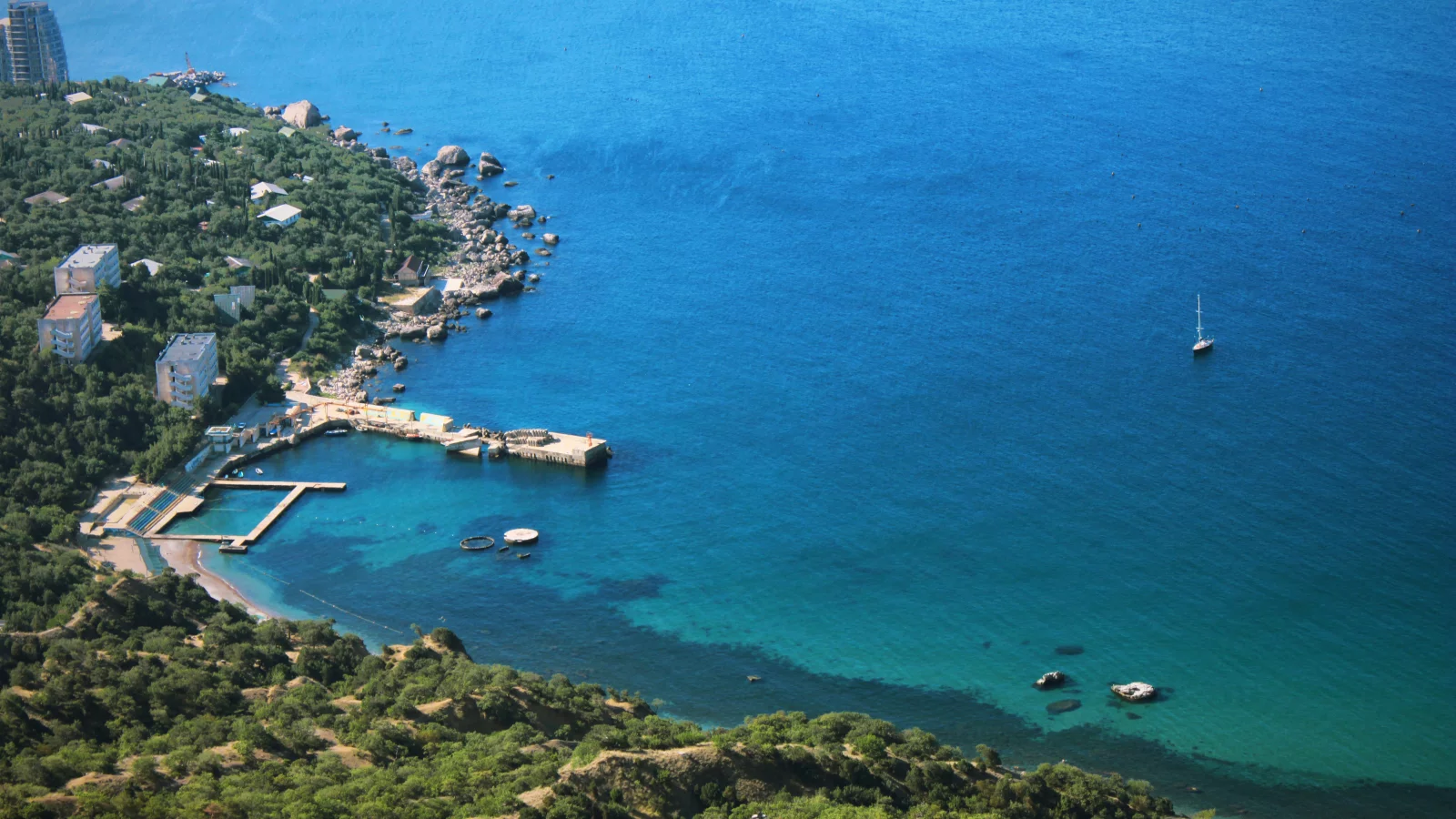 залив, панорама, море