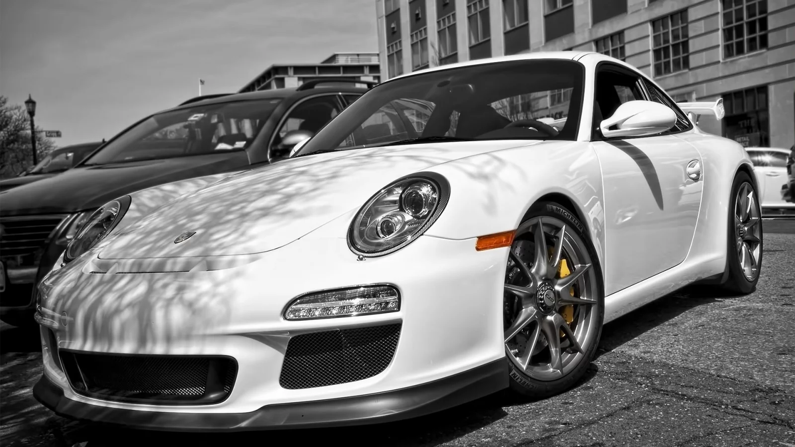 gt3, auto, cars, фото, стоянка, porsсhe, чб, wallpapers, город