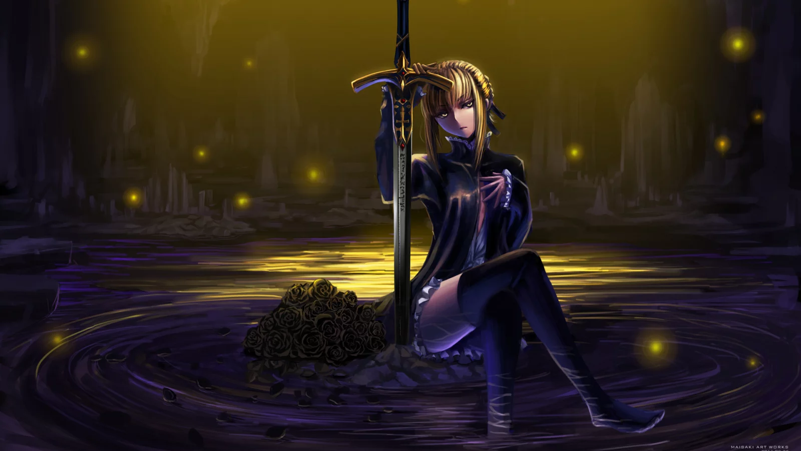 stay night, fate, взгляд, saber, девушка