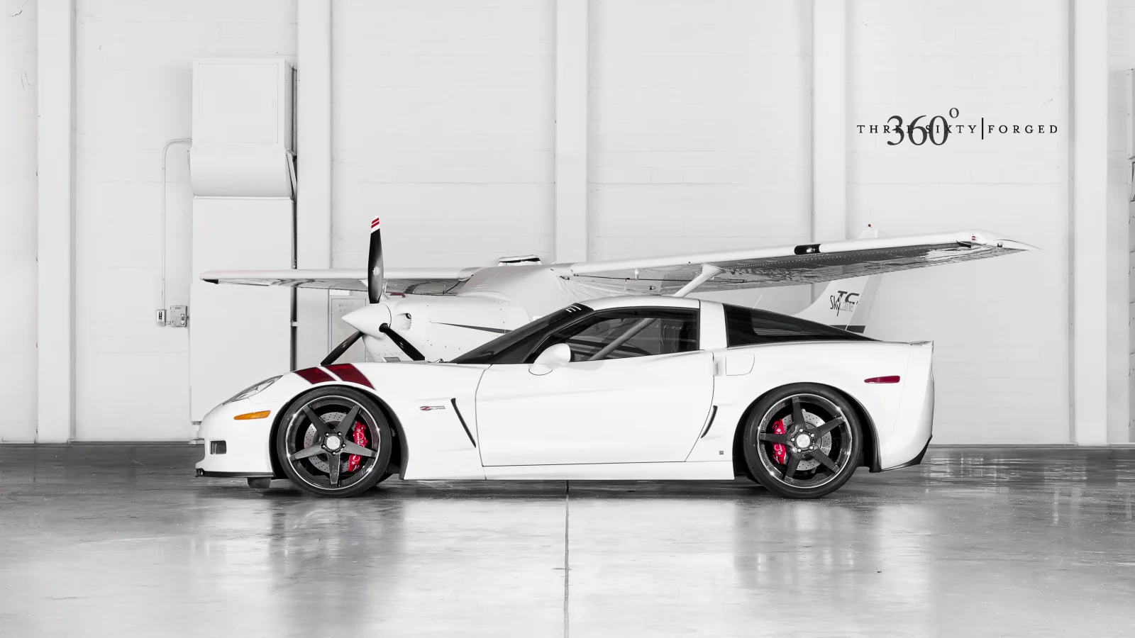 360 three sixty forged, white, шевроле, z06, ангар, корвет, corvette, chevrolet