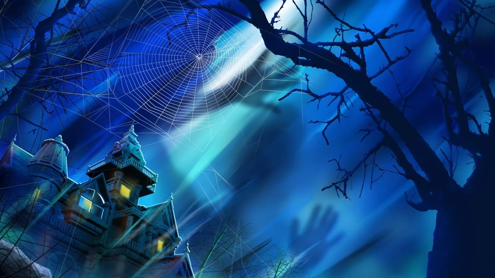 паутина, ночь, helloween, особняк