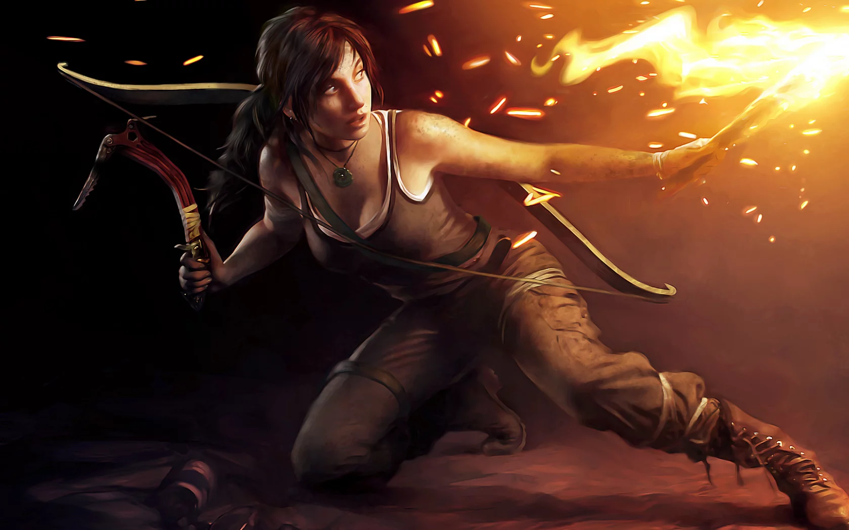 факел, пещера, lara croft, лара крофт, tomb raider, тьма, девушка