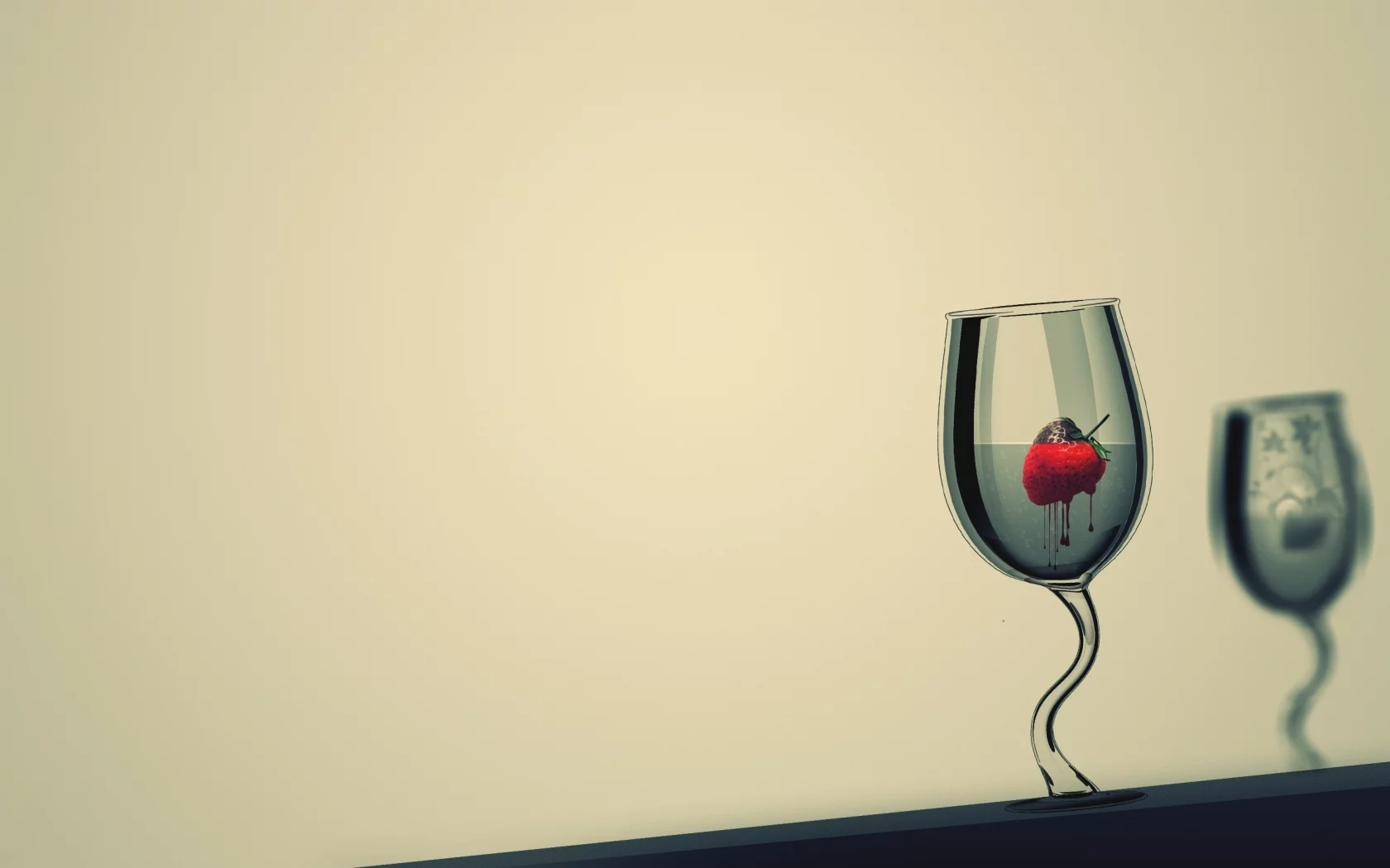 клубника, strawberry, drops, отражение, вода, water, краски, glass, капли, reflection, рисунок, бокал, picture, colors, 2560x1600
