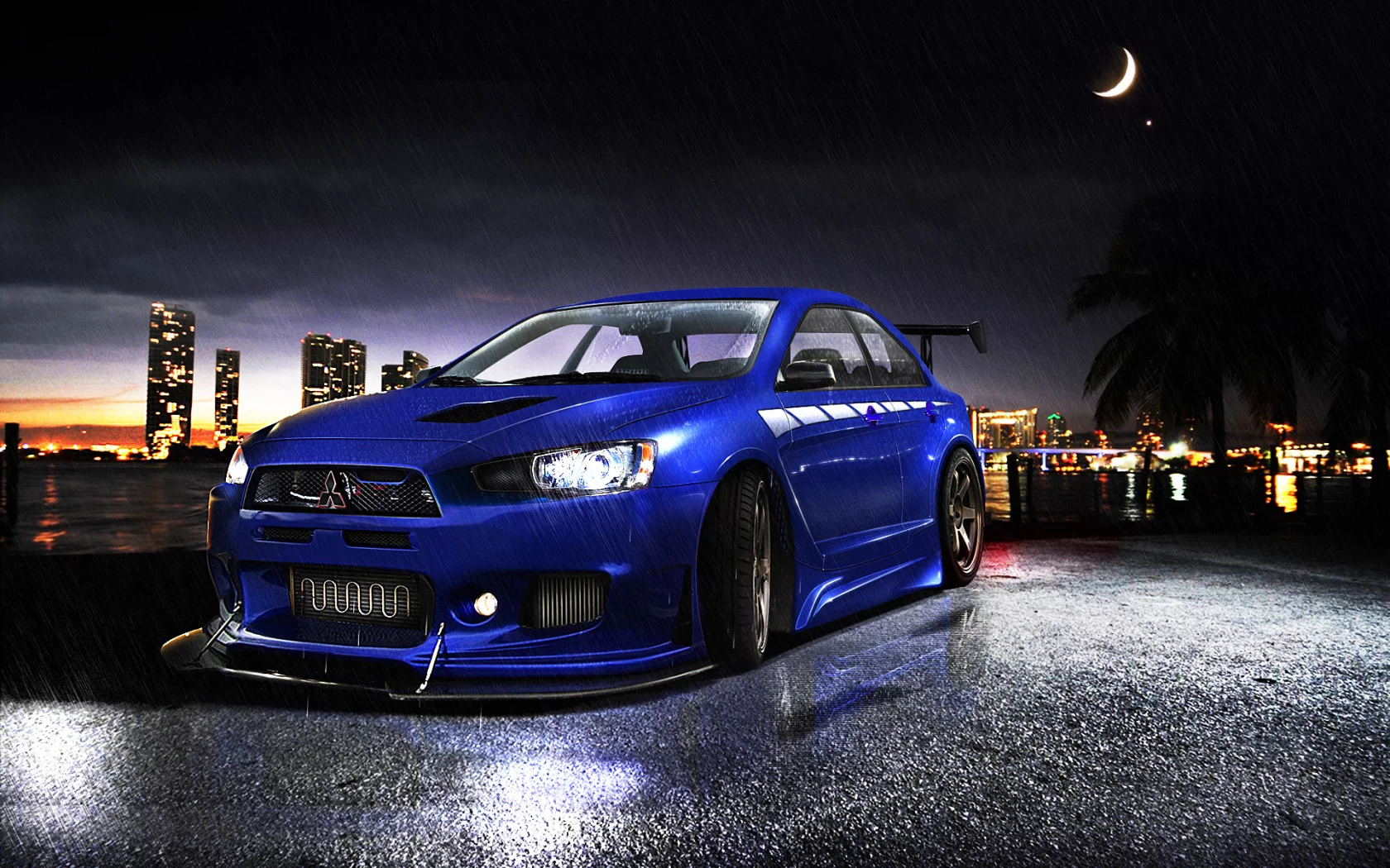дождь, lancer, evolutionх, mitsubishi
