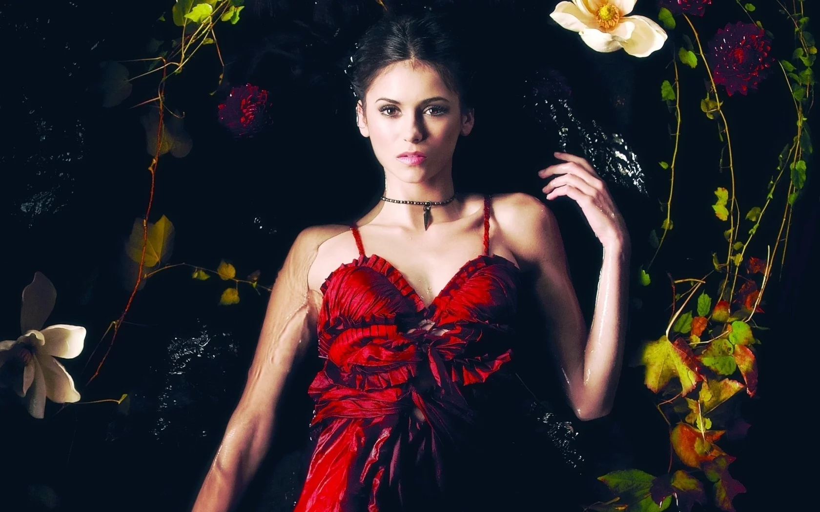 платье, nina dobrev, взгляд, актриса, девушка