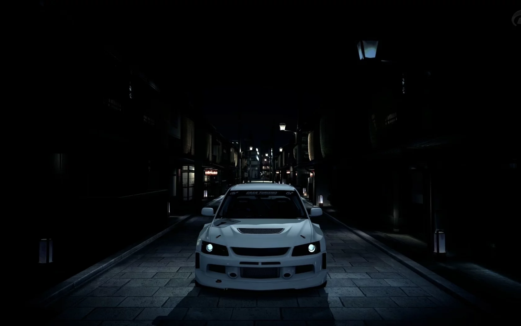 wide, evo9, япония, машины, gt5, тюнинг, фонари, grantourismo5, tuning, ночь, mitsubishi, города, игры, mitsubishi evolution9, widebody, night