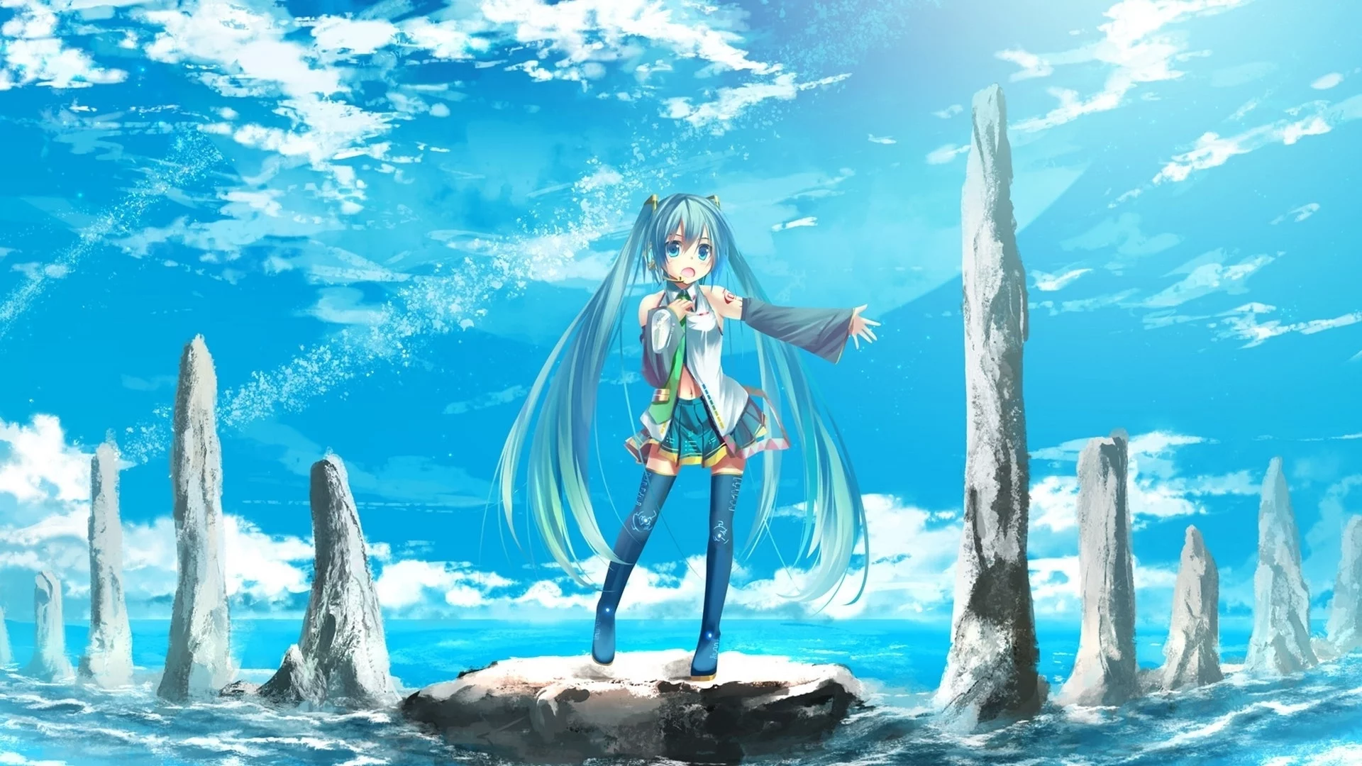 hatsune miku, vocaloid, небо, мику хацунэ, вокалоид