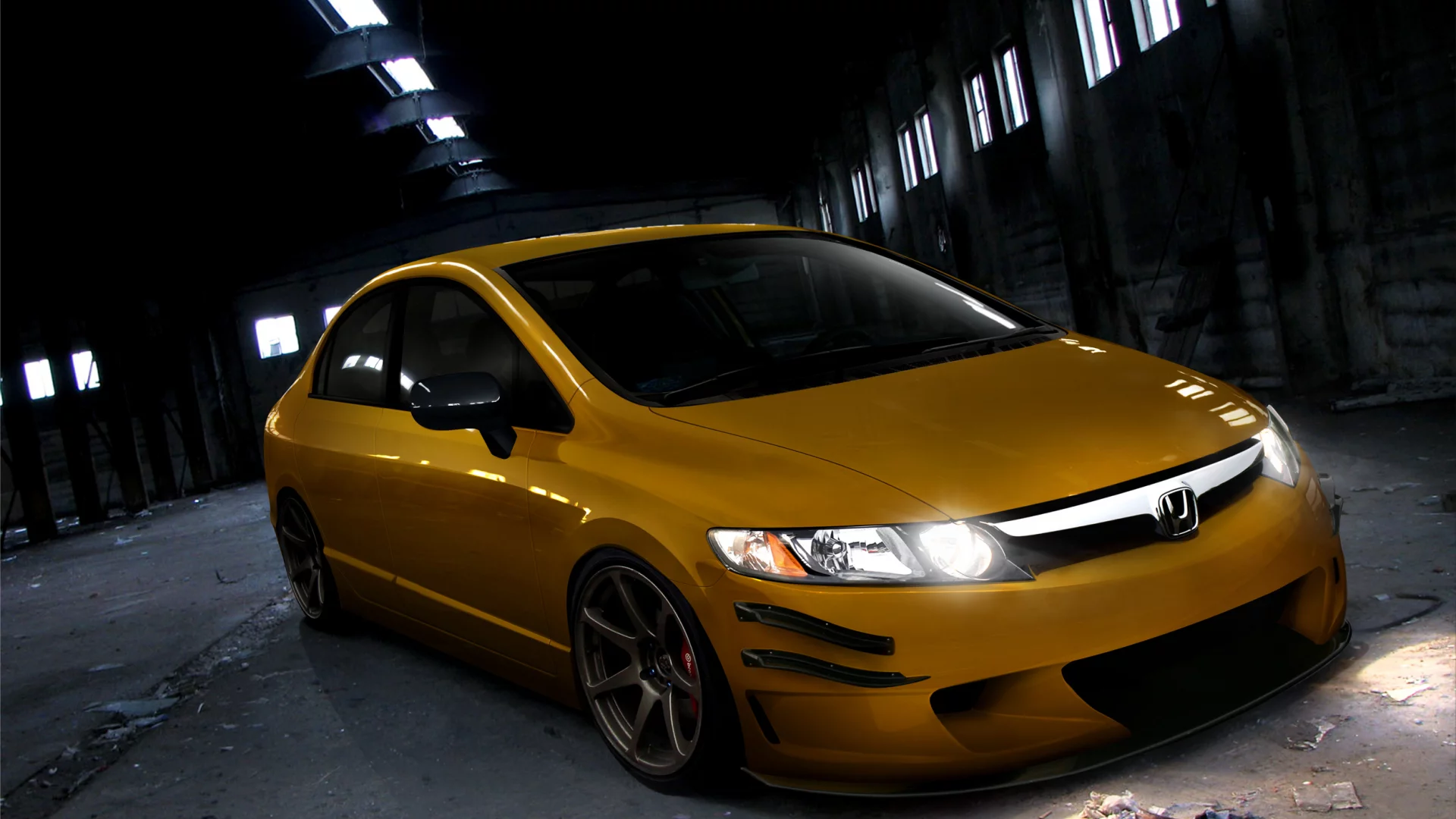 заброшенное здание, civic hybrid, honda, окна