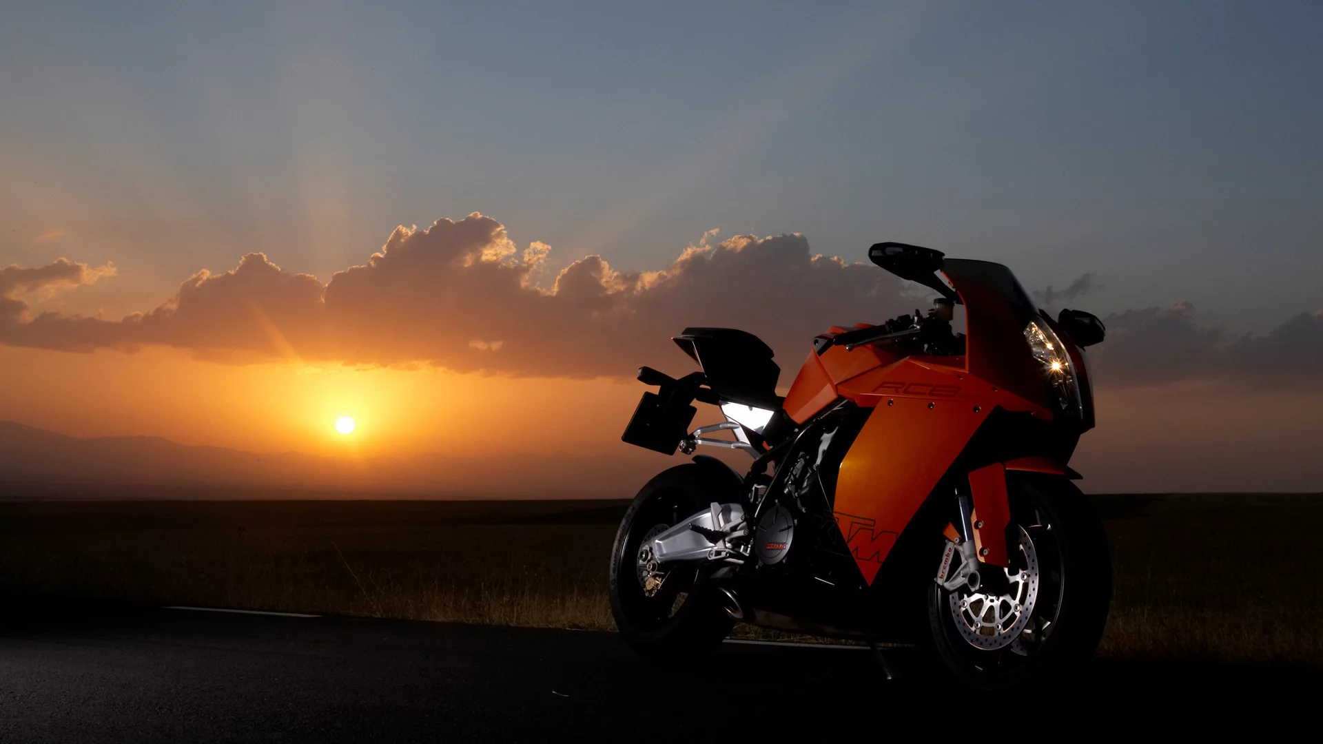 закат, ktm, облака, 1190, мотоцикл, rc8