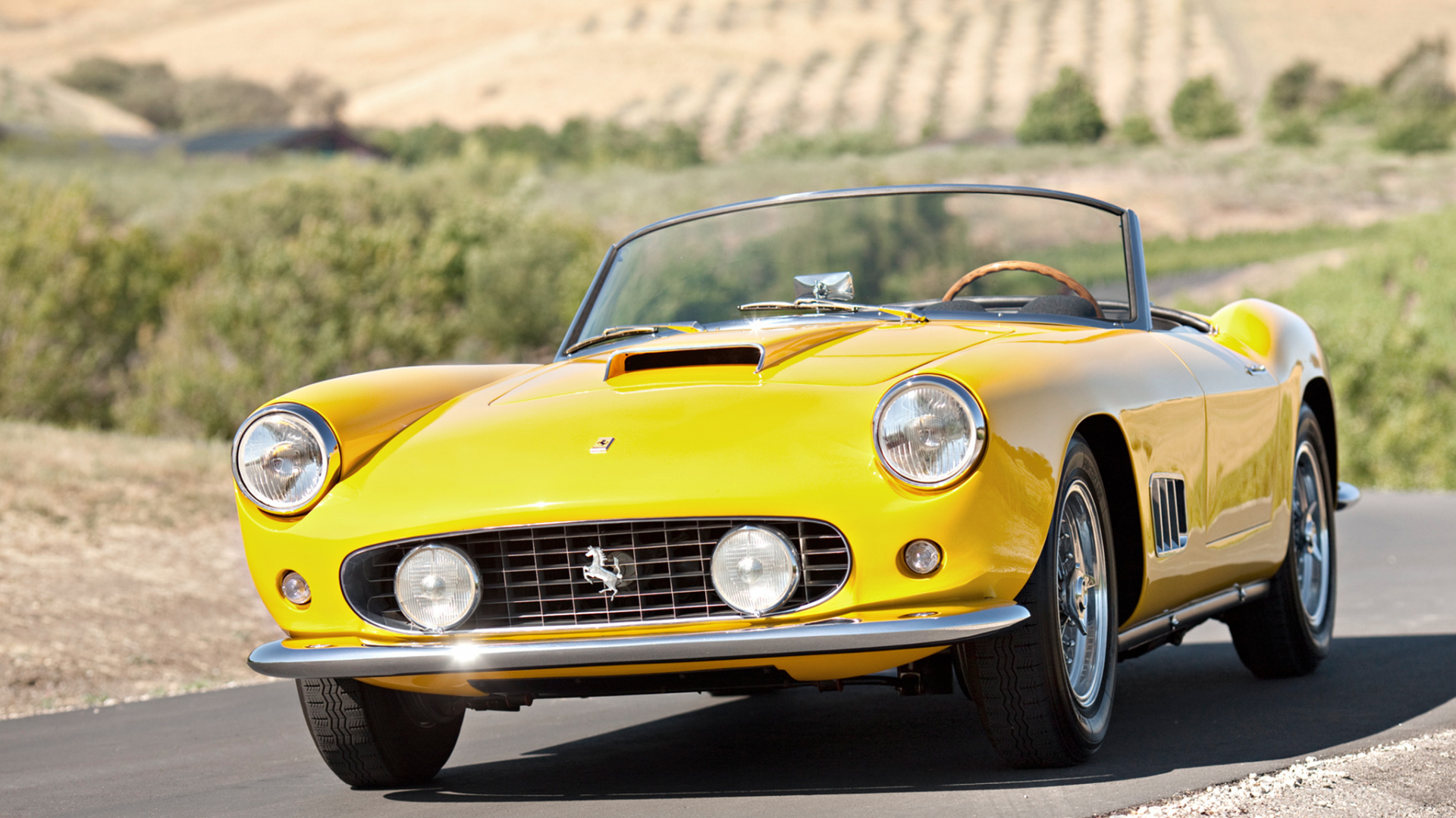 Картинка на рабочий стол кабриолет, ferrari, spyder, 250, калифорния,  красивая машина, феррари, желтый, gt, california, спайдер 1920 x 1080