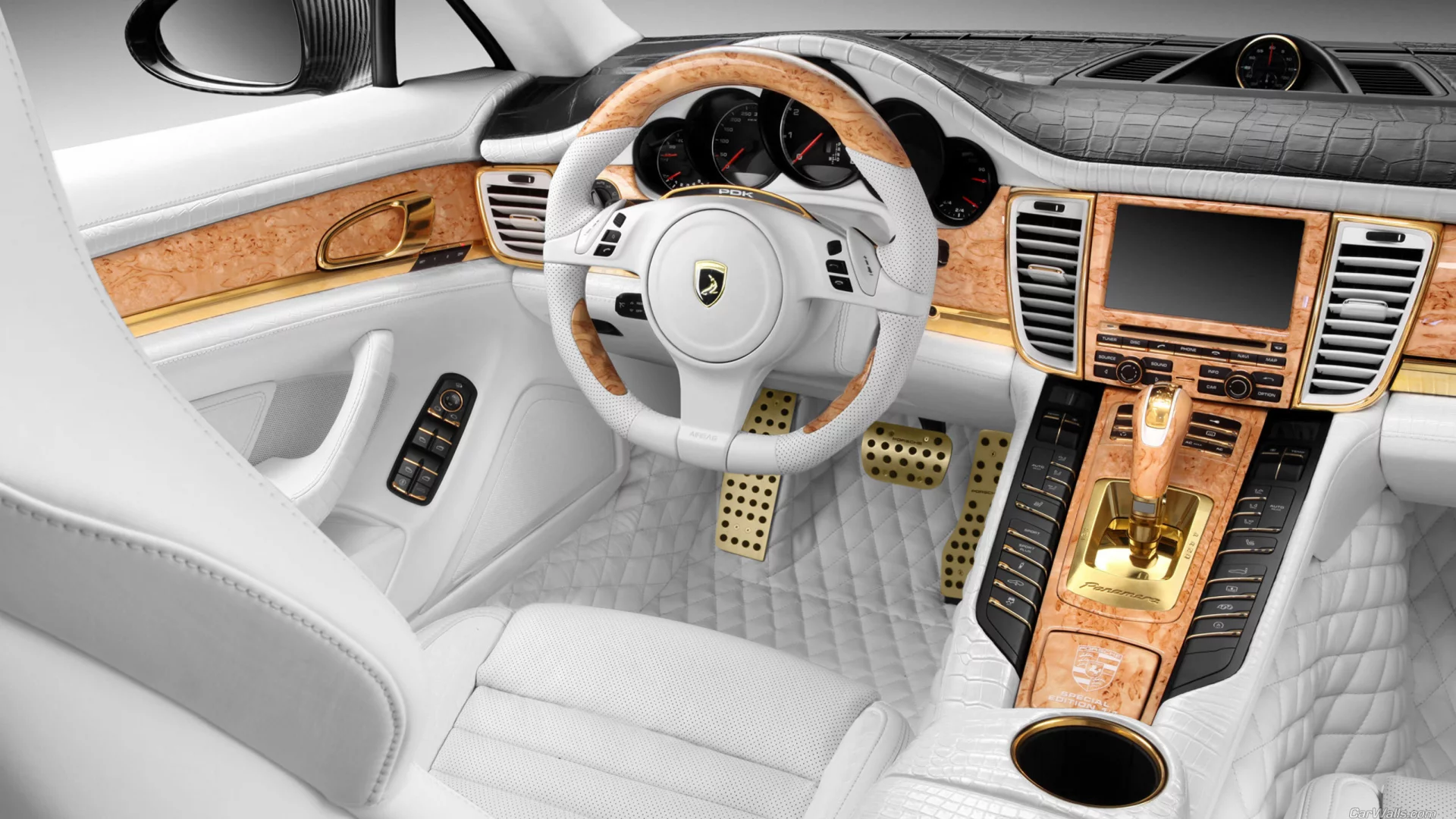 мечта, золото, крокодиловая, салон, panamera, кожа, porshe, эксклюзив