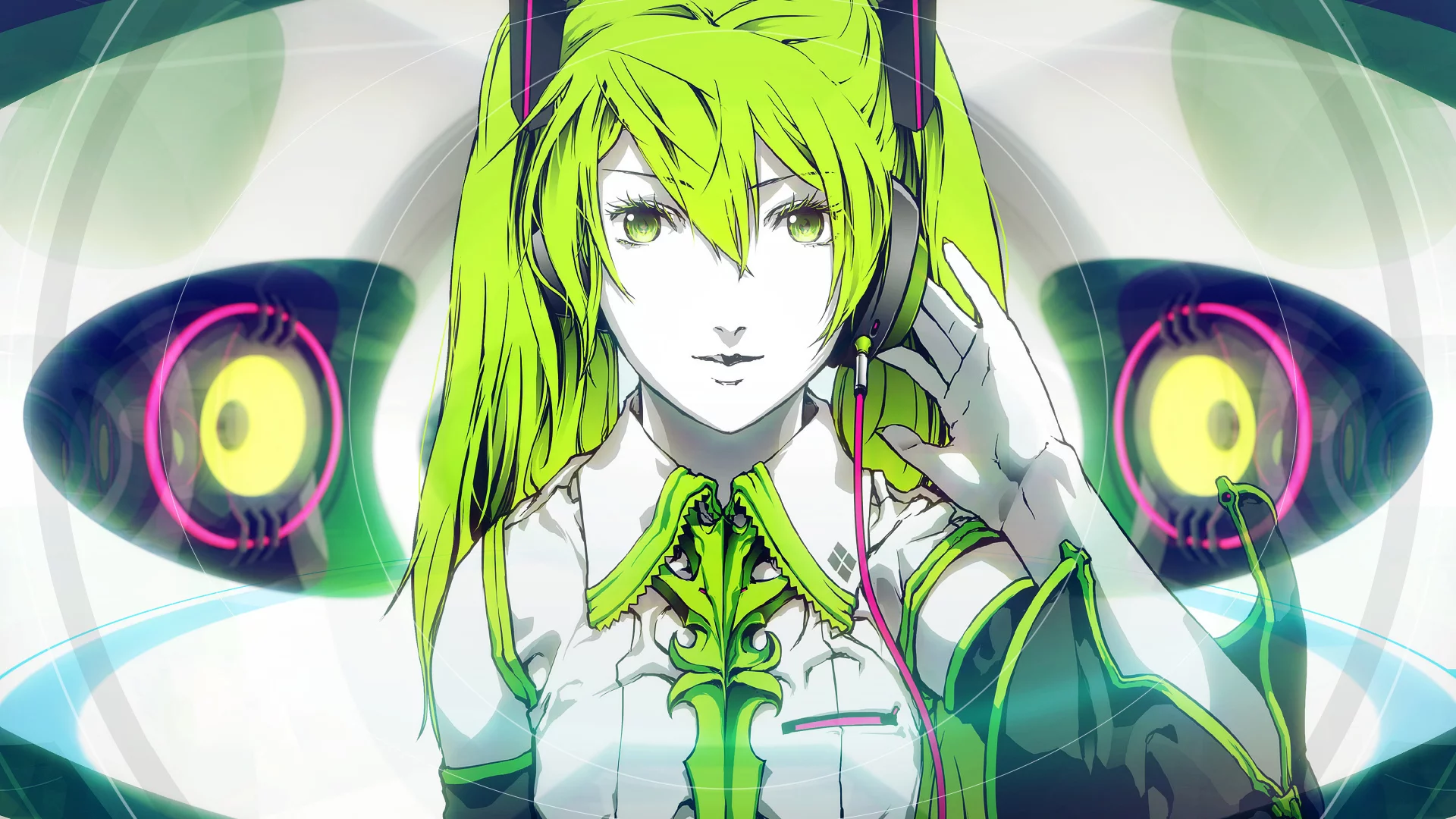 вокалоид, miku hatsune, наушники, vocaloid