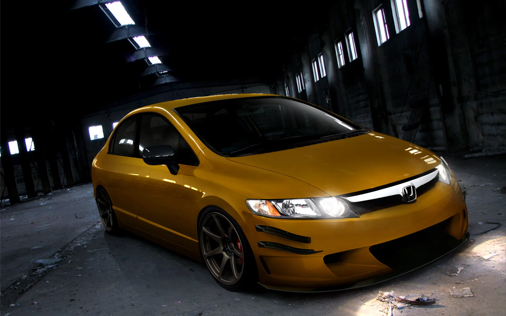 заброшенное здание, civic hybrid, honda, окна