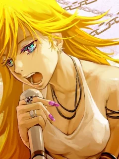 крылья, панти, ногти, девушка, ангел, panty___stocking with garterbelt, микрофон, цепи