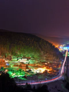вид сверху, ночь, разноцветные