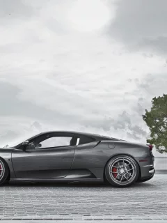 цвет, брусчатка, небо, горизонт, дерево, ferrari, побережье, серый