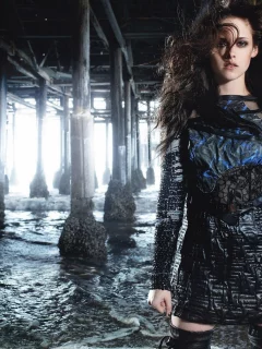 платье, девушка, girl, kristen stewart, волны, брюнетка, модель