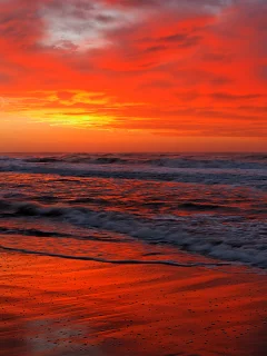 море, закат, красный