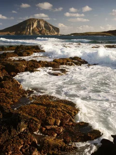 волны, море, скалы, брызги, пена, камни, морская, природа