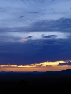панорама, небо, горы, облака