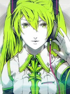 вокалоид, miku hatsune, наушники, vocaloid