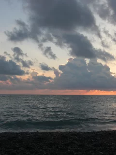 закат, море, небо