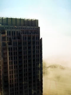 небо, туман, небоскрёбы, mist vs