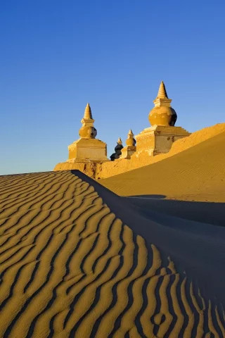 пустыня, дюны, песок, башни, пейзаж