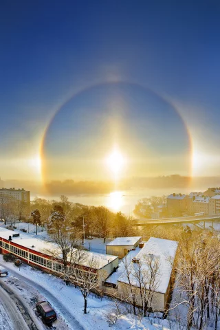 зима, солнце, halo